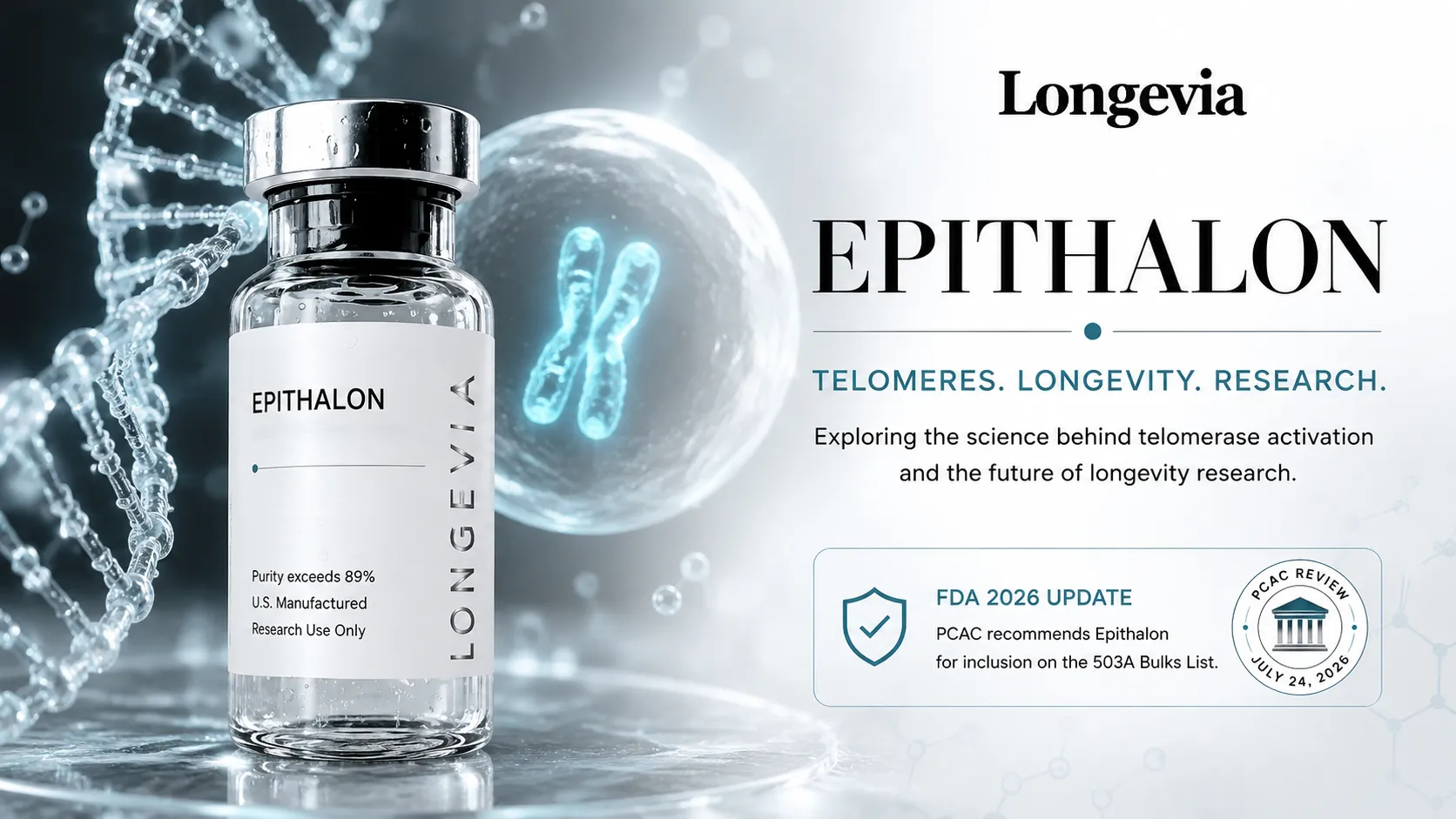 Epithalon Research Guide: Telomeres, Longevity, and Regulatory Status